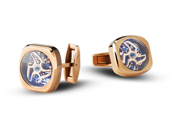 DUVERNET ROSE GOLD AND RED CUFFLINK