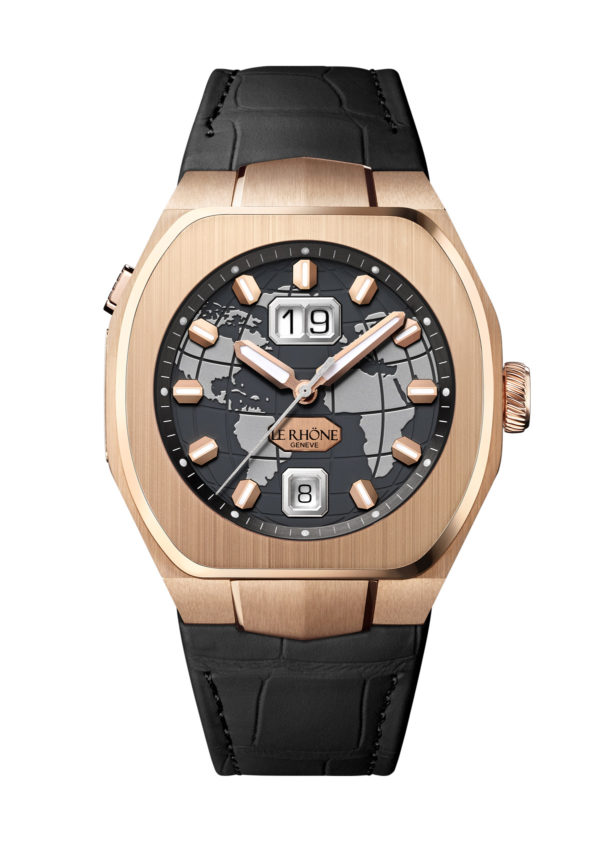 Voyage JMT Pink Gold Anthracite Atlas Dial Black Leather Strap