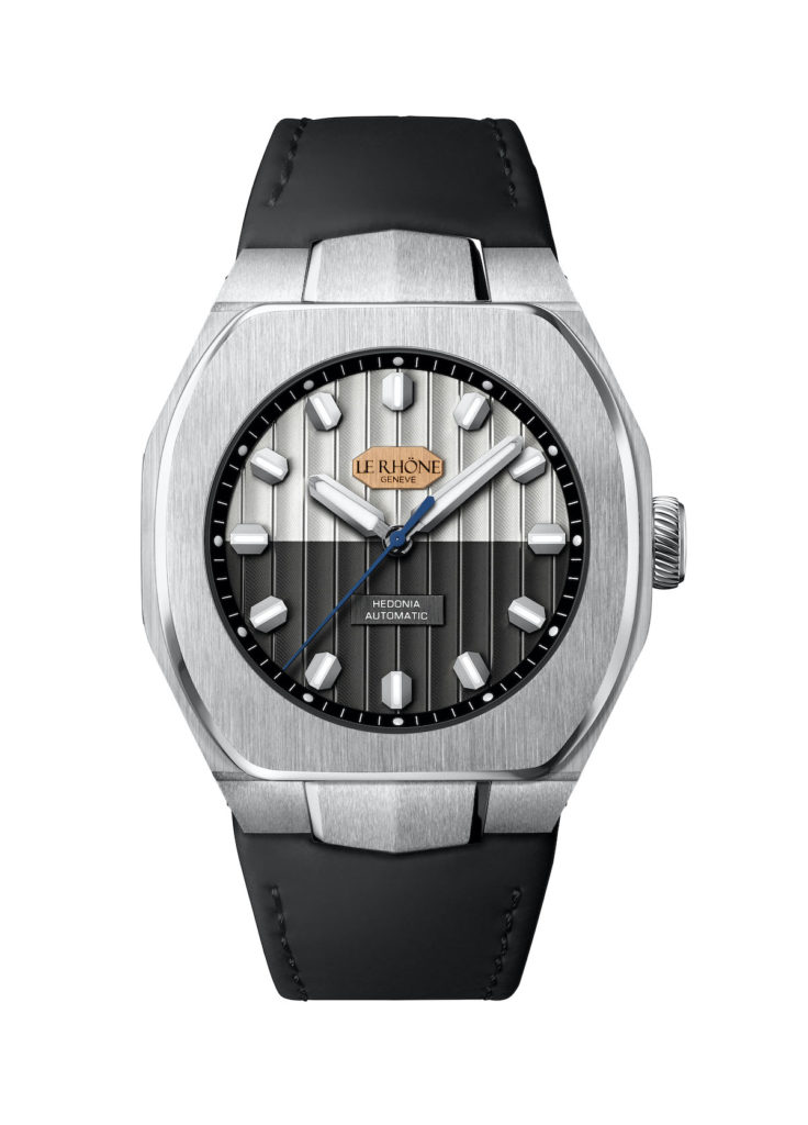 Hedönia 41mm Automatic Stainless Steel Black and Grey Dial Black Leather Strap