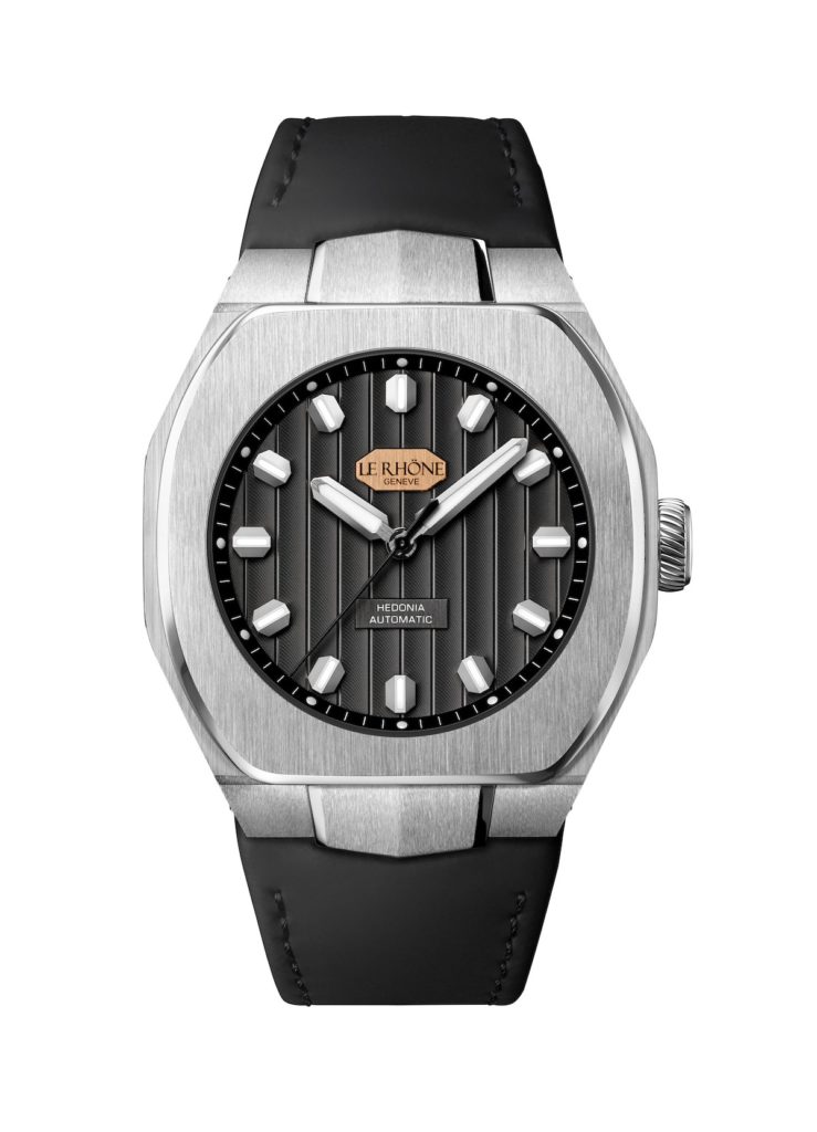 Hedönia 41mm Automatic Watch Stainless Steel Case with Black Leather