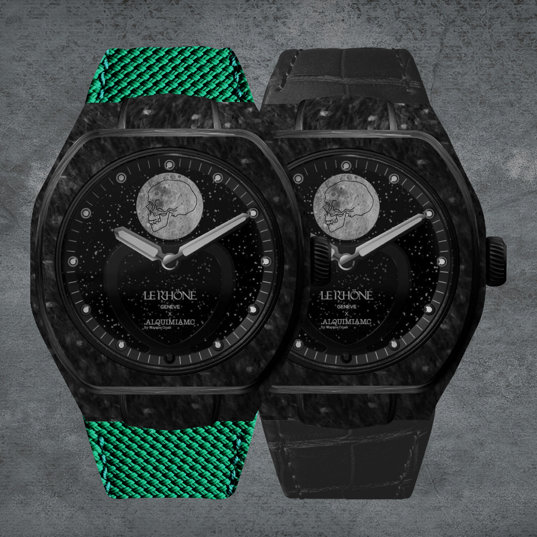 Moön Skull Carbon Limited Edition Green Rubber Black Leather